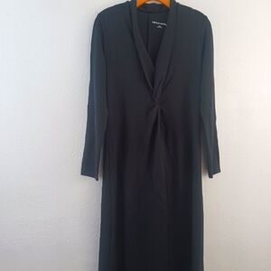 Soft Surroundings Lagia Jersey Ponte Dress Womens Size S Black Shawl Knot Maxi